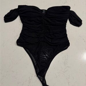 Windsor Black Ruched Bodysuit